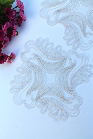 6 Adet Kare Motifli Krem Gold Simli Bardak Altlığı & Peçete Altın