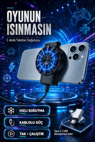 Kablolu Telefon Soğutucu Fan Radyatörü Type-c-usb Aparatı Dahil 1 Adetli Set