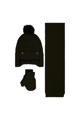 Civil Baby 6-18 Ay Atkı Bere Eldiven Set - Yeşil Yeşil