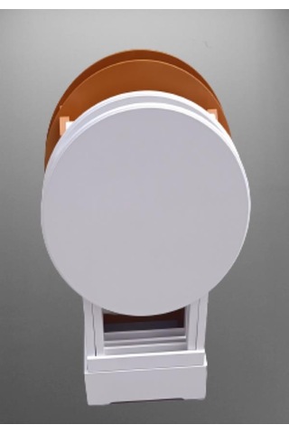 Çanta Zigon Sehpa Oval Model Dörtlü Ahşap Mdf Beyaz Ve Hardal Renk Uyumu El Yapımı