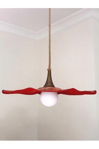 El yapımı kil sarkıt avize 60 cm - Wabi Sabi Terracotta - G9 Led aydınlatma