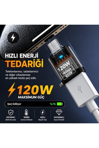 Polham Type-c To Usb 3.2 Gen2 Dönüştürücü Adaptör 120w Hızlı Şarj 10gbps Veri Aktarımı Otg Şeffaf
