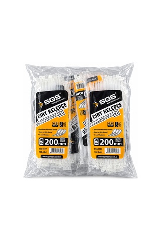 Sgs Tools Plastik Cırt Kelepçe 3.6x200mm Beyaz- 10'li Paket