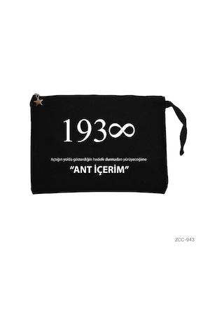 Zepplin Giyim Atatürk 1938 - Ant Içerim Siyah Clutch Astarlı Cüzdan