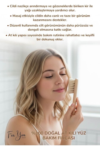 Yaşlanma Ve Kırışıklık Karşıtı Doğal At Kılı Yüz Fırçası
