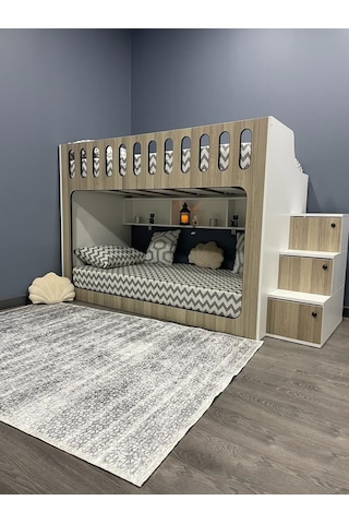 Diamond %100 Mdf Seyyar Merdivenli İkili RanzaMb1