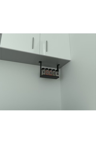 Aju Baharatlık Baharat Rafı, Mutfak Banyo Düzenleyici, Dolap Altı Monte Raf, Mutfak Rafı, Metal Raflık Siyah