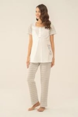 Feyza 4115 Gri Hamile Lohusa Pijama Takım