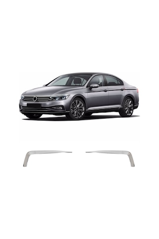 Volkswagen Passat B8.5 Uyumlu 2019 ve Üzeri Krom Ön Sis Çerçevesi 2 Parça Paslanmaz Çelik