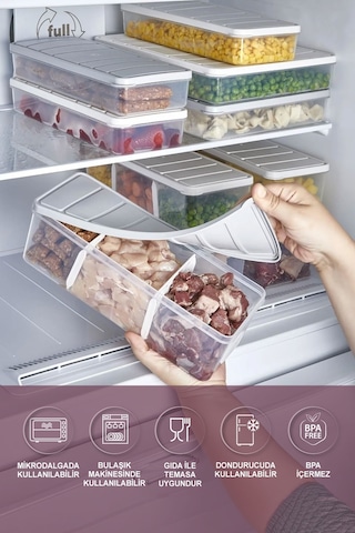 Selka Home 6 Adet 2 Lt. Nora Bölmeli Organizer  Buzdolabı Buzluk Düzenleyici Saklama Kabı