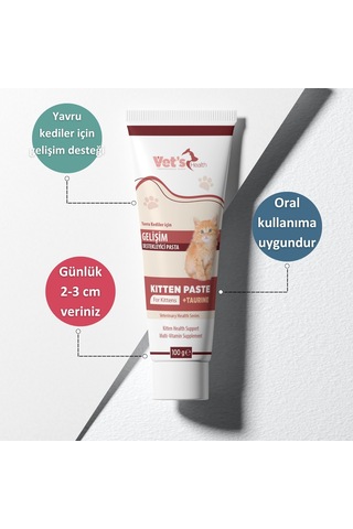 Vet's Health Kitten Paste Yavru Kediler İçin Gelişim Desteği Pasta 100 G