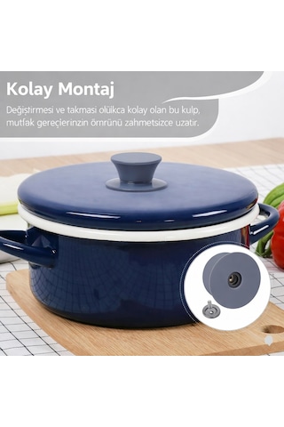 Silikon Yanmaz Yakmaz Universal Cam Tencere Kapağı Kulpu 1 Adet Tencere Tepesi Kapak Tutacağı Gri