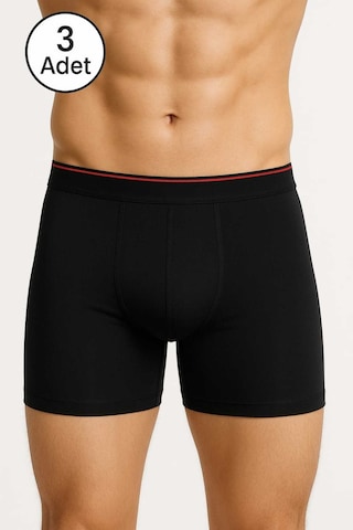 Sedef Yıldızı Siyah Likralı Erkek Boxer 3 Adet Siyah