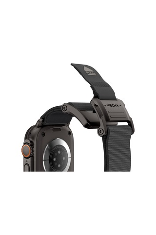 Watch Ultra 49mm Uyumlu Mohseven İwatch Mecha Sport Hasır Kordon Siyah-gri