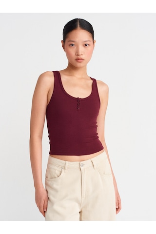 Dilvin 21158 Düğmeli Askılı Top-bordo Bordo