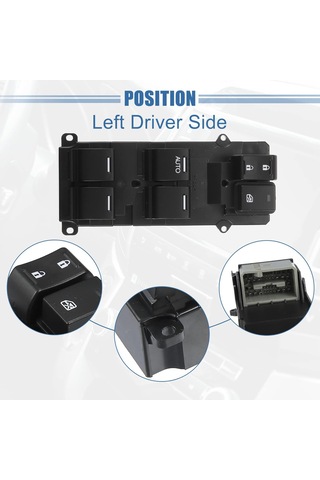 Araba Sol Ön Pencere Anahtarı, Sürücü Tarafı Kontrol Kapısı Ana Güç Anahtarı, İtme Düğmesi, Siyah, Manuel Çalışma, Honda Crv 20122013 İçin Uygun