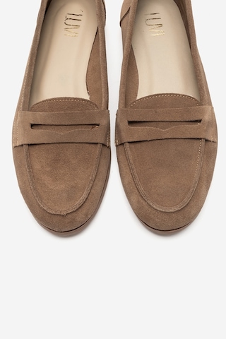 Luvi Shoes F02 Vizon Bej Süet Hakiki Deri Kadın Loafer Ayakkabı