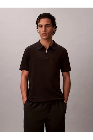 Calvin Klein Lv04le255gub1 Ss Slim Supima Zip Erkek Polo Tişört Siyah