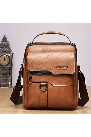 Erkekler İçin Çapraz Askılı Çanta Üst Düzey Erkek Omuz Çantası Retro İş Sırt Çantası Erkek Çantası Günlük Omuz Çantası Açık Kahverengi