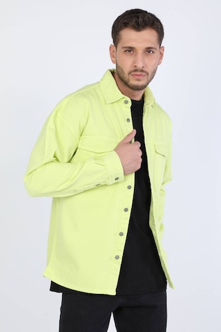 Erkek Oversize Jean Gömlek Neon Yeşil 001