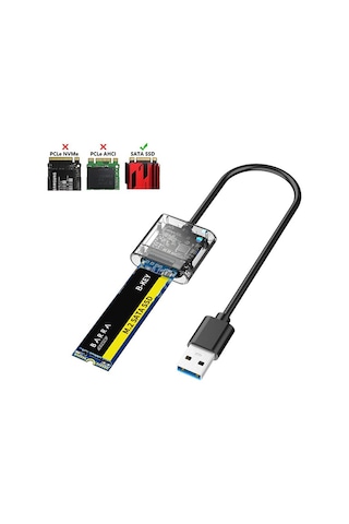 Ally M.2 Sata USB 3.0 Gen1 SSD Harddisk Kutusu M.2 NGFF- JMS578 Taşınabilir Disk Aparatı