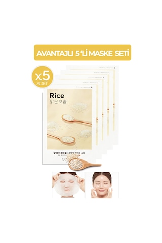 Missha Pirinç Özlü Aydınlatıcı ve Nemlendirici Yaprak Maske Seti 5 x 17 G