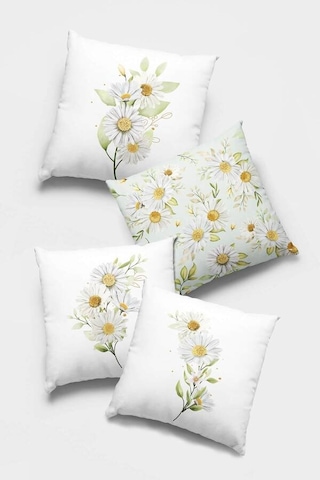 Buz Mavisi Çiçekli Çift Taraf 4'lü Set Kırlent Kılıfı 4kr001n11