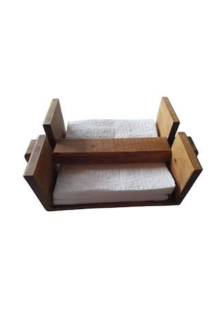 Masif Ahşap Çam Ağacı Dekoratif Peçetelik 19 Cm X 15,5 Cm