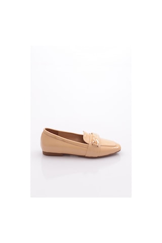Dgn 5007-23y Kadin Burgu Tokali Loafer Nude Kırışık Rugan