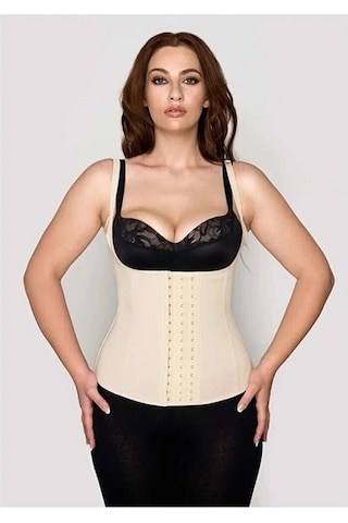 Mistirik Askılı Latex Göbek Korse Extra Sıkı Ten Rengi