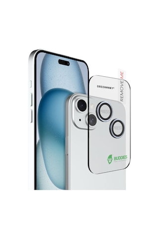 Buddıes Apple Uyumlu iPhone 15 / 15 Plus Kamera Lens Koruyucu Lıght Blue Açık Mavi