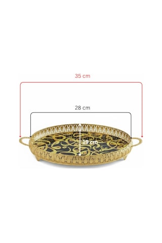 3 Adet Gold Renk Vav Desen Metal Çerçeveli Cam Nişan-servis Tepsi Seti 28 19 Cm Rosegold