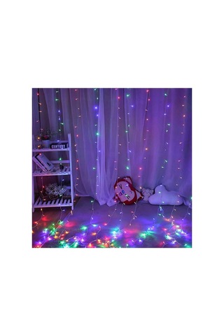 8 Fonksiyonlu 2 Metre 200 Led 10 Saçak Rgb Led Perde Aydınlatma Beyaz
