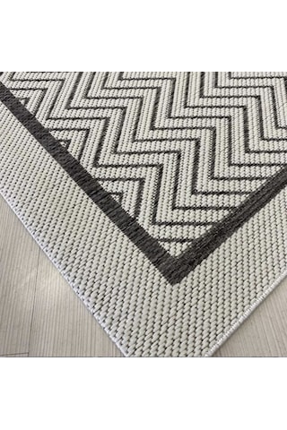 Elvey Home Jüt Sisal S9718 Gri Beyaz Kaymaz Taban Hasır Dokuma Yıkanabilir Yolluk Salon Koridor Mutfak Halısı Gri/beyaz