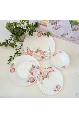 24 Parça Opal Yemek Takımı 6 Kişilik Beyaz