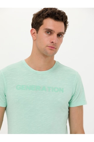 Yesıl Slim Fit Bisiklet Yaka T-shirt Yeşil