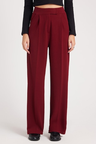 Tudors Kadın Regular Fit Klasik Kesim Cırt Kapamalı Geniş Paça Bordo Pantolon-39576 Bordo