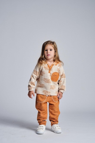 Etnik Desen Kapşonlu 2 Li Takım Oranj