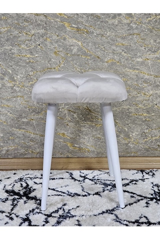 Kare Beyaz Boyalı Konik Ayaklı Tabure - Oturak - Bar Taburesi - A Çok Renki