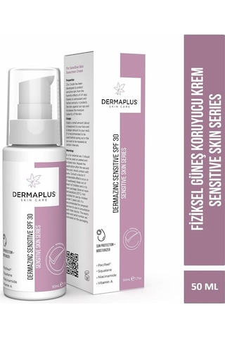 Dermaplus Dermazinc Sensitive Hassas Ciltler İçin Koruyucu Güneş Kremi SPF30 50 ML