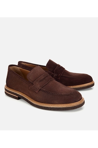 Hotiç Erkek Süet Deri Kahverengi Klasik Loafer