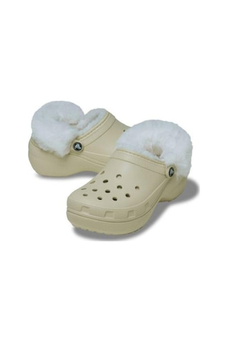 Crocs Classic Platform Fuzz Lined Clog Bone Terlik 212854 2y2 Bej