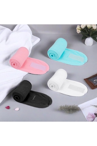 Kadınlar İçin 4 Adet Spa Yüz Bandı, Yüz Yıkama Bandı, Ayarlanabilir Makyaj Bandı, Yüz Yıkama, Duş, Yoga Sporları İçin Sarma Başlığı Mavi, Siyah, Pembe, Gri