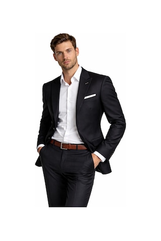 Suitmen Erkek Silim Çift Yırtmaçlı Takım Elbise Bgl-st05568 Siyah