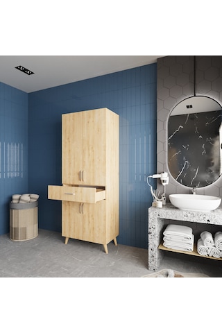 Mavera Çok Amaçlı Dolap Banyo Mutfak Kiler Dolabı Meşe Meşe