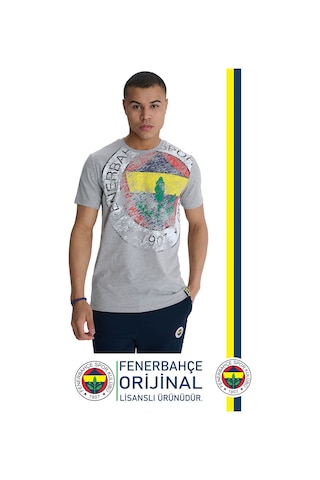 Fenerium Fenerbahçe Orijinal Lisanslı 6 Renk Logo Gri Tribün T-shirt Kişiye Özel Hediyelik Ahşap Kutulu Gri