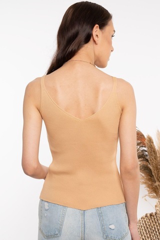Aqe Fashion İp Askılı Camel Bluz Camel
