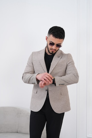 Dupont Classics Dupont Keten Slim Fit 6 Drop Sivri Yaka Çift Yırtmaçlı Erkek Blazer Ceket Bej
