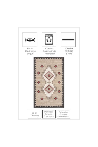 West Home Dijital Baskı Yıkanabilir Kaymaz Taban Leke Tutmaz Mutfak Halısı Salon Halısı Ve Yolluk Wh 557 Beige