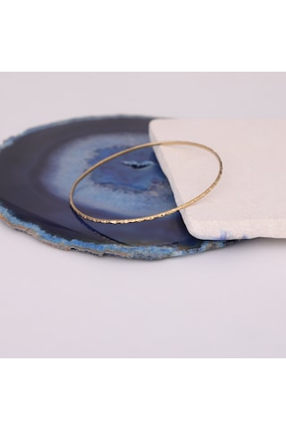 925 Ayar Mikron Altın Kaplama Dövü Desenli Ajda Gümüş Bilezik - Bv00100 Gold